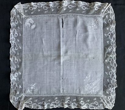  Handkerchief embroidered with the coat of arms and the count's crown, 2nd half of...