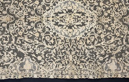 null Superb tablecloth in lace of Venice and Burano, needle, Italy, 1st half of the...