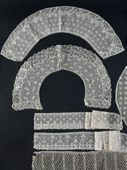 null Borders, collars and bonnet bottom, Alençon and Argentan, needlework, France,...