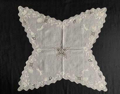 null Centerpieces and small curtains embroidered and in lace, 19th and early 20th...