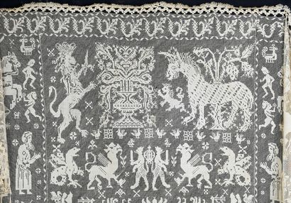 null Large panel in embroidered net, end of the 19th century.
Large central panel...