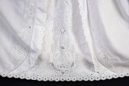  Superb christening gown and its bottom of dress, Ayrshire embroidery, mid-nineteenth...