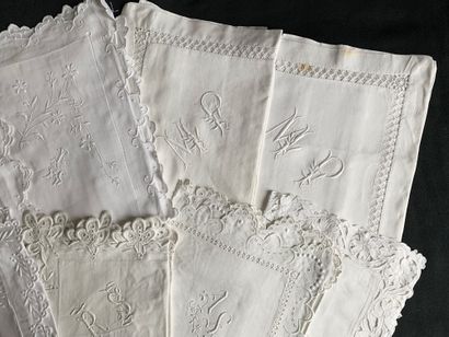  Gathering of pairs of pillowcases and embroidered pillowcases, late nineteenth and...