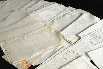 null Napkins and samples in linen damask, house A.TURPAULT in Cholet, middle of the...