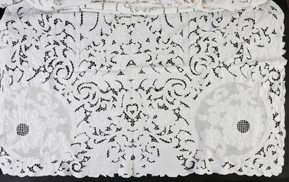 null Tablecloth in Richelieu embroidery, 1st half of the XXth century.
Métis or linen...
