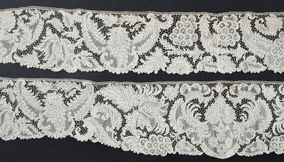 null Engageante and borders in needle lace, circa 1720-30.
An engageante and three...