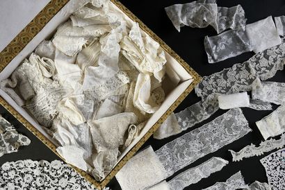 null Important collection of lace borders, needle and bobbin, 17th, 18th and 19th...