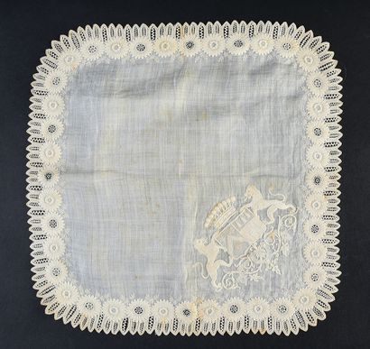 null 
Wedding handkerchief with the coat of arms and count's crown, 2nd half of the...