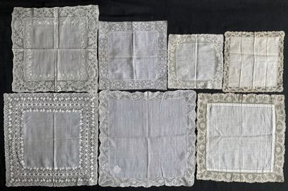 null Seven handkerchiefs and pouches, bobbin lace, Belgium, 1st half of the twentieth...