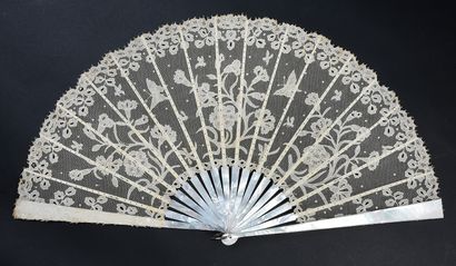 Large folded fan, Carrickmacross, late 19th...