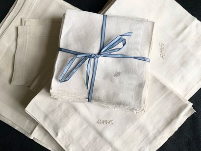 Handkerchiefs in linen baptist, XIXth and...