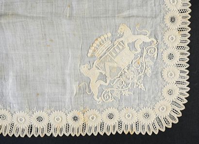 null 
Wedding handkerchief with the coat of arms and count's crown, 2nd half of the...