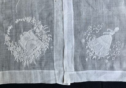 Two embroidered handkerchiefs, Burgos, late...