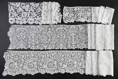 null Four ruffles, Duchesse, spindles and needle, Belgium, 2nd half of the XIXth...