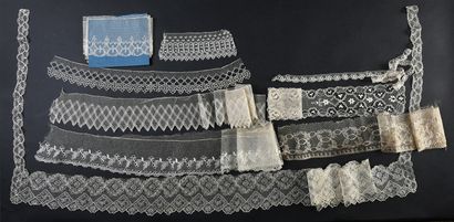 Rare Chantilly lace borders in light silk,...