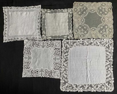 null Five lace handkerchiefs, needle, Belgium, 1st half of the twentieth century.
Four...