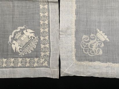 null 
Wedding handkerchief with the coat of arms, ducal crown, late 19th century.



In...