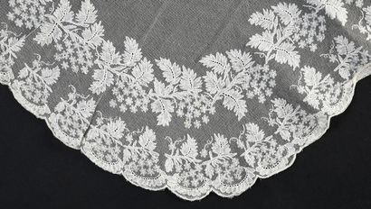  Large embroidered tulle fichu, 1st half of the 19th century. Square shape with two...