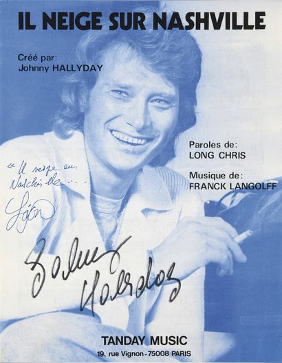 null JOHNNY HALLYDAY (1943/2017): 1 original score of the song "Il neige sur Nashville"...