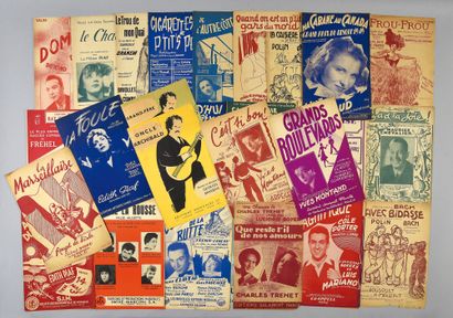  FRENCH SONG: A set of 18 original autographed photos of the greatest artists of...