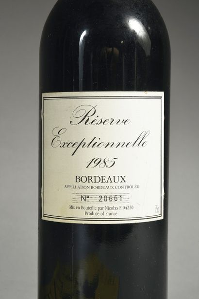 null BAND AID: 1 bottle of Bordeaux wine - Réserve Exceptionnelle 1985 numbered 20661,...