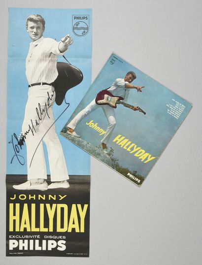 null JOHNNY HALLYDAY (1943/2017): 1 original signed poster of the artist, to announce...