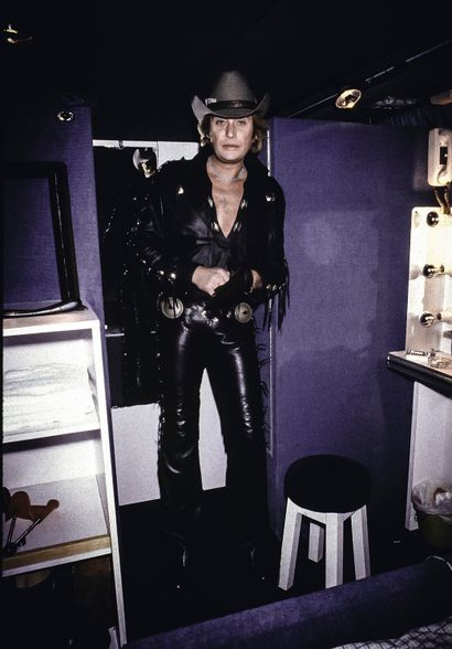  JOHNNY HALLYDAY (1943/2017): Singer and actor. Leather stage outfit with metal conchas...