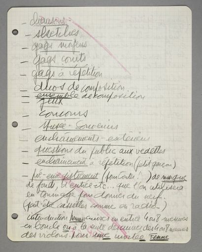  CLAUDE FRANCOIS (1939/1978): Auteur, compositeur, interprète. 1 manuscrit original...