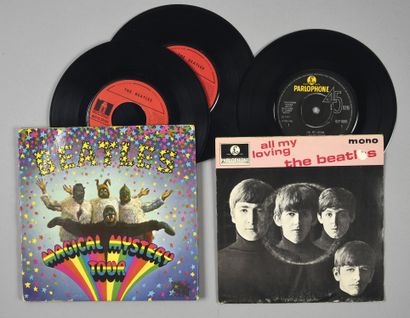  THE BEATLES: 1 vinyl record 4 titles, original 45 rpm edited in England: All my...