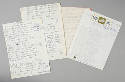  JOHNNY HALLYDAY (1943/2017): Un ensemble de divers manuscrits de chansons interprétées...