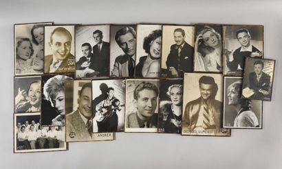 null FRENCH SONG: A set of 18 original autographed photos of the greatest artists...