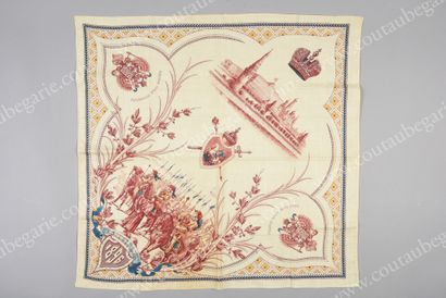 null CROWN
OF EMPEROR NICOLAS II.
Commemorative scarf, square shape, with polychrome...