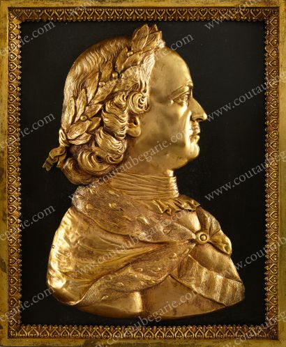 ÉCOLE RUSSE DÈBUT DU XXe SIÈCLE 
Buste du tsar Pierre le Grand (1672-1725).
Grand...