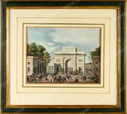 Ecole Italienne du XIXe siècle 
View of the four gates of Milan.
Set of four gouaches...