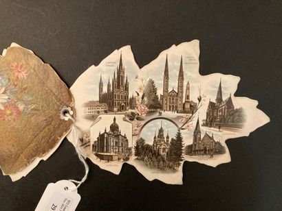 null TRAVELS - Souvenir of Wiesbaden - Fan with 6 palmettes forming an oak leaf,...