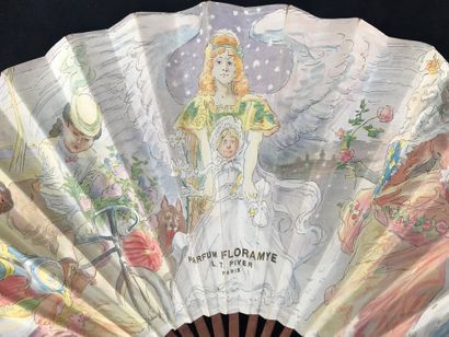 null PERFUMES - Two advertising fans, one folded for the perfume "FLORAMYE" L.T....