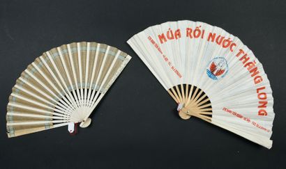 null THEATER- Two folded fans, paper leaves, wooden frames. One for the Mjestic Lawn...