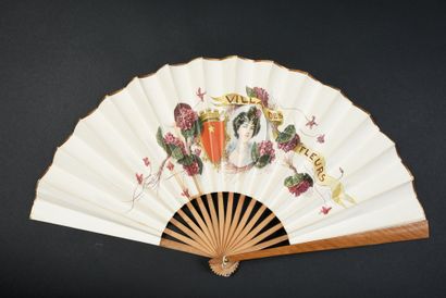 null CASINO - AIX-LES-BAINS - Folded fan, circa 1900, the printed paper sheet decorated...