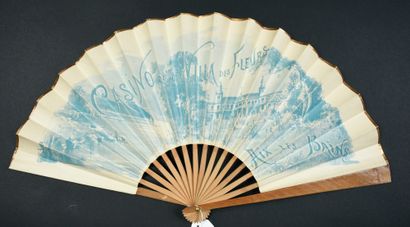 null CASINO - AIX-LES-BAINS - Folded fan, circa 1900, the printed paper sheet decorated...