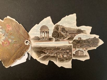 null TRAVELS - Souvenir of Wiesbaden - Fan with 6 palmettes forming an oak leaf,...