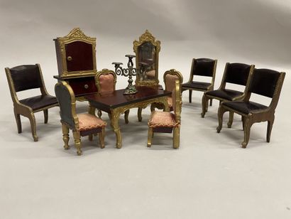 null Mobilier miniature de poupée de mode composé d'un salon avec table, chaises,...