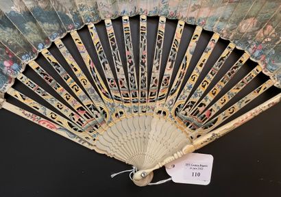 null The Pretty Wool Spinner, ca. 1760-1770
Folded fan, the double sheet in gouache...