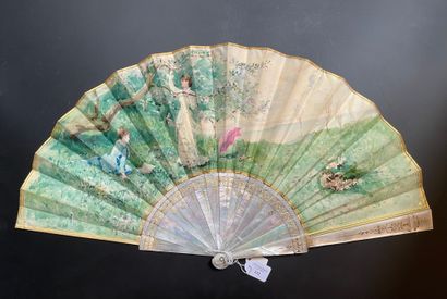 null The Sweetness of Spring, ca. 1890
Folded fan, the paper sheet lined with skin...