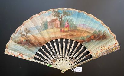 null The Attentive Reading, ca. 1770-1780
Folded fan, the paper-lined skin sheet...