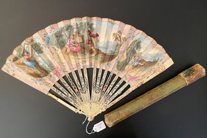 null The charms of the musician, circa 1760
Folded fan, the leaf in skin, mounted...