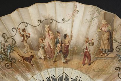 null Children's Rowdiness, ca. 1880
Folded fan, the satin sheet printed after
Lauronce...