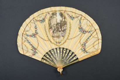 null Colin-maillard, circa 1920
Small balloon-shaped fan, the silk leaf painted with...