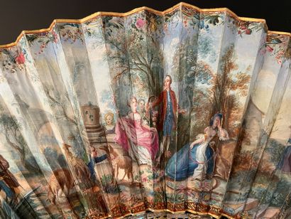 null The Sleeping Shepherdess, ca. 1750-1760
Folded fan, the skin sheet painted with...