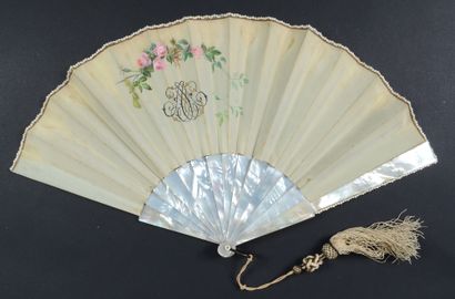 null Love and Abundance, ca. 1880
Fan, cream silk leaf painted with gouache of a...