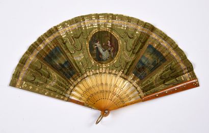 null Vanoni, Reading in the garden, circa 1910- 1920
Small folded fan, the green...